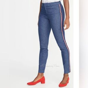 Women's OLD NAVY Mid-Rise PIXIE ankle side stripe LINEN blend pants